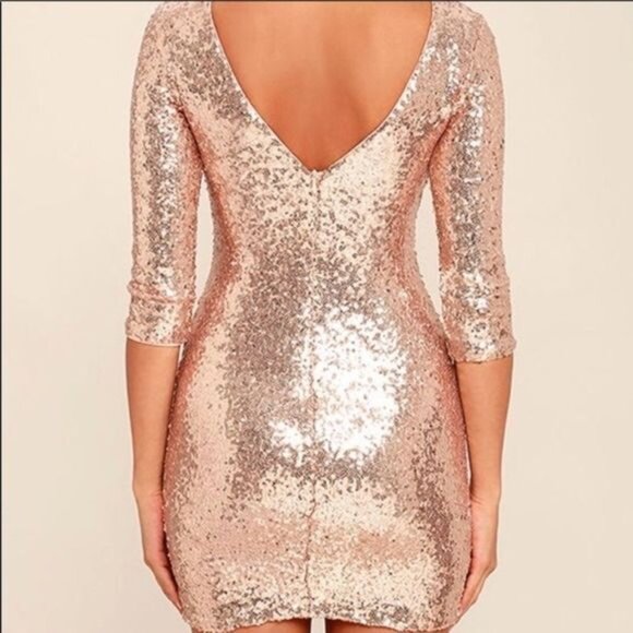Lulus | Gold Sparkle Sequin Bodycon Low Back Minidress Small NWT - Picture 2 of 8